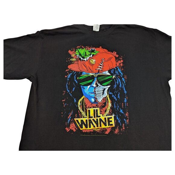 Lil Wayne Black Graphic T-Shirt Rap Hip Hop Skeleton Art XXL 2013 - Picture 3 of 9